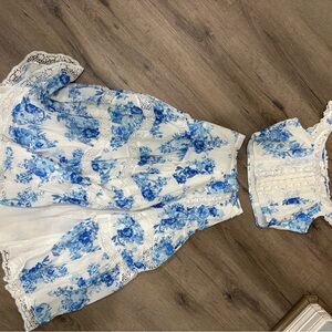 Altar'd State Blue and White Floral Skirt